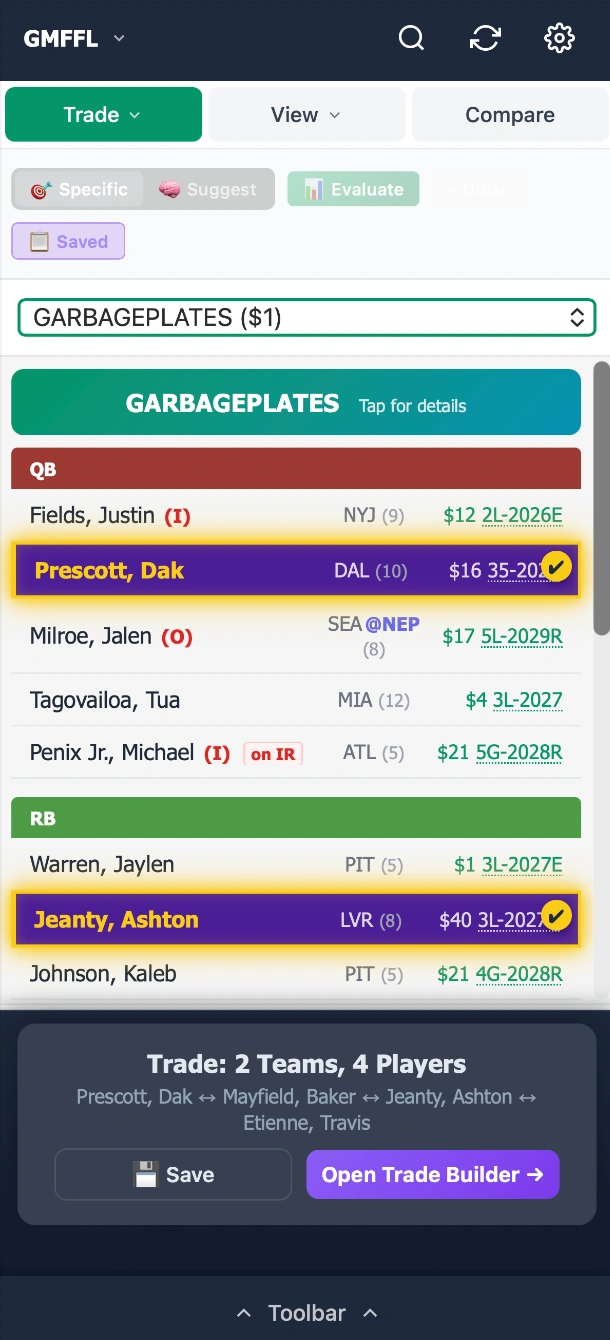 Building a trade on mobile